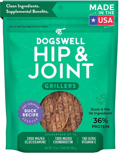 Dogswell Grillers Hip & Joint Duck Recipe Grain-Free Dog Treats, 10-oz bag slide 1 of 8