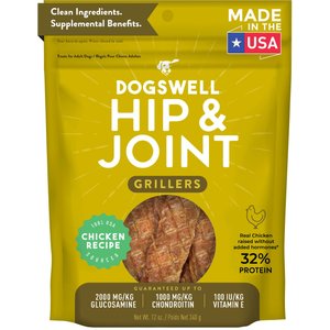 Dogswell Grillers Hip & Joint Chicken Recipe Grain-Free Dog Treats, 12-oz bag