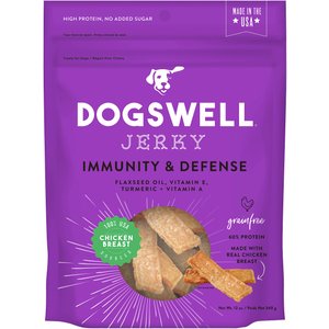 Dogswell Jerky Immune System Chicken Recipe Grain-Free Dog Treats, 12-oz bag