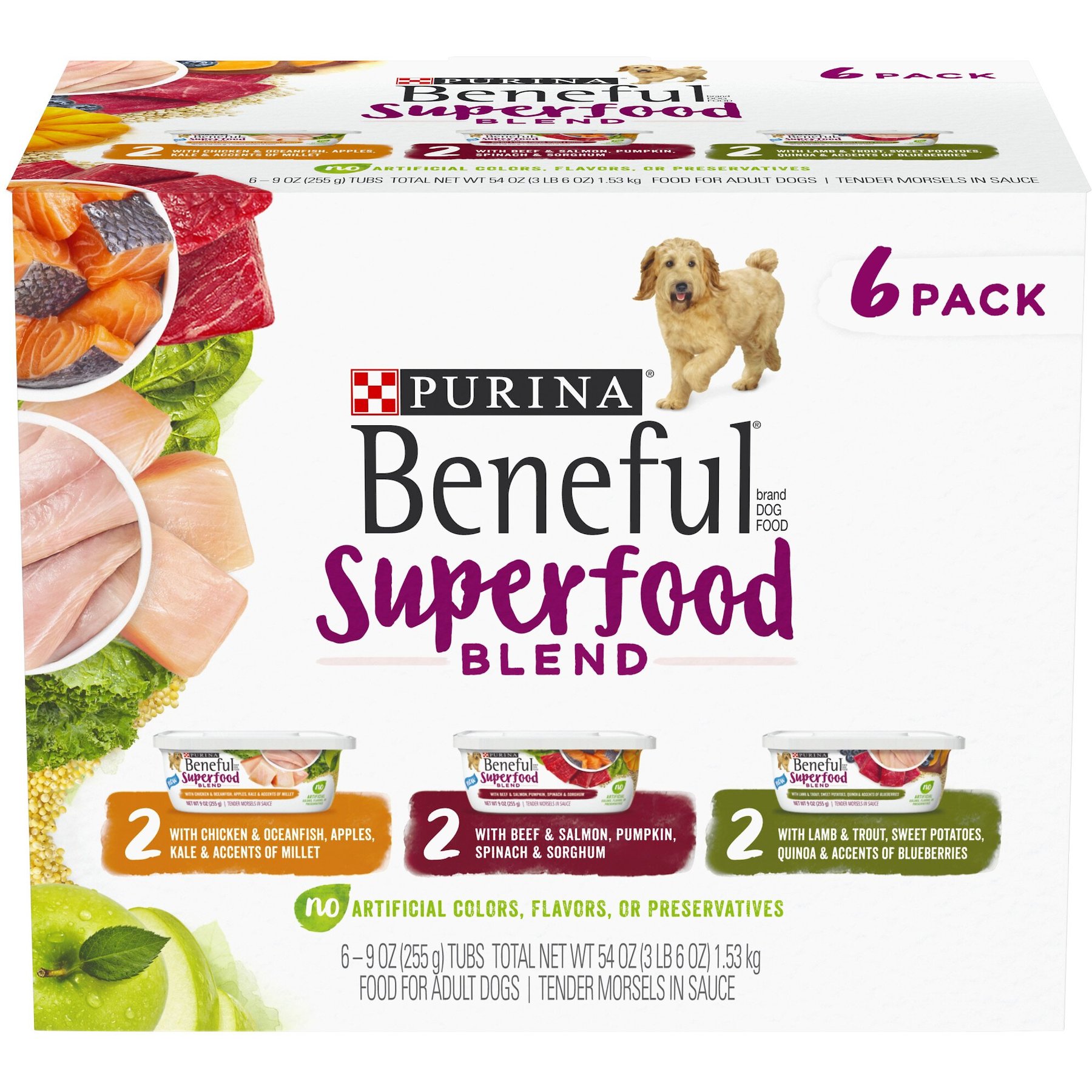 Discontinued PURINA BENEFUL Superfood Blend in Sauce Variety Pack Wet Dog Food 9 oz tub case of 6 Chewy