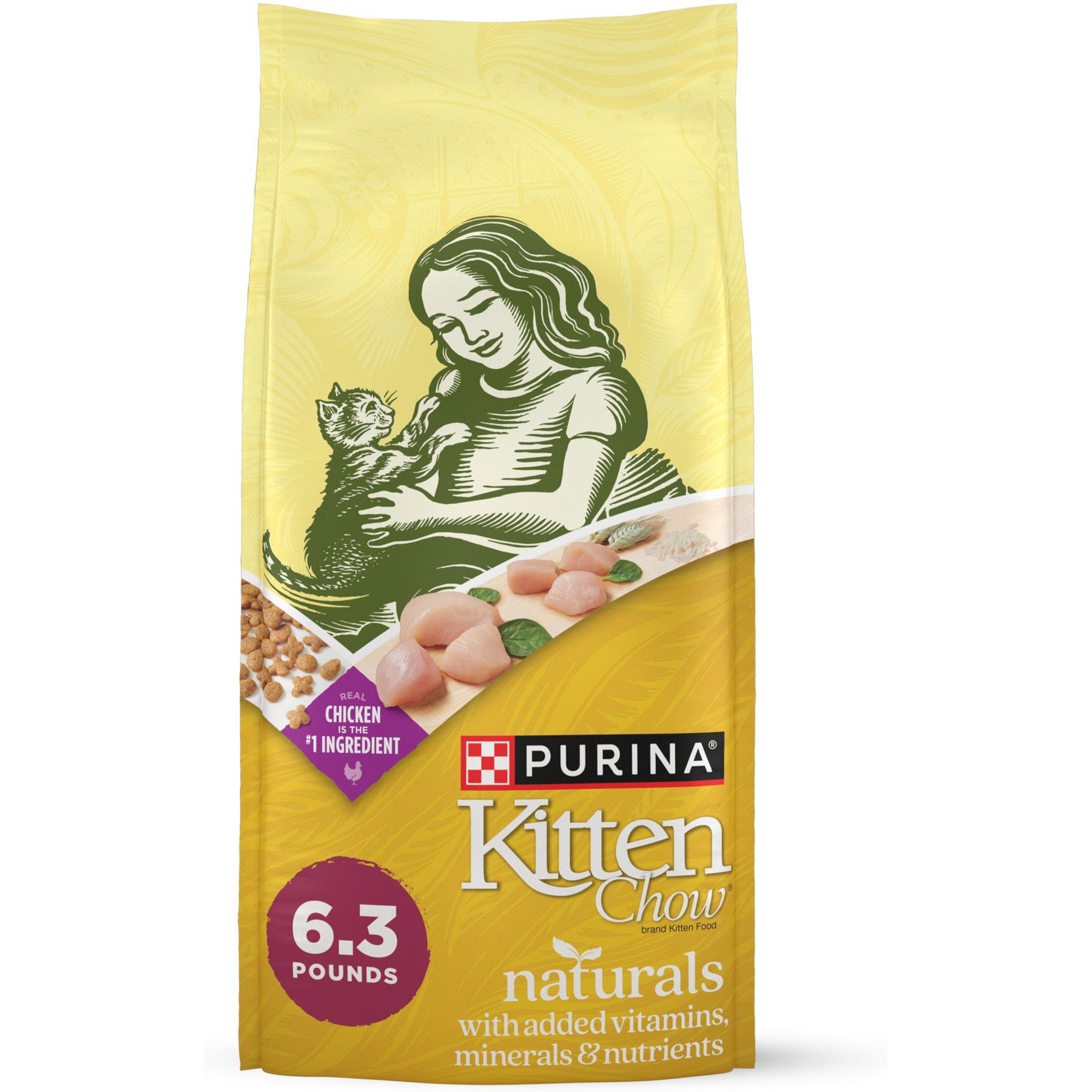 KITTEN CHOW Naturals Original with Added Vitamins Minerals Nutrients Dry Cat Food 3.15 lb bag Chewy