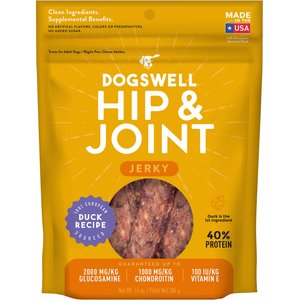 Dogswell Jerky Hip & Joint Duck Recipe Grain-Free Dog Treats, 10-oz bag
