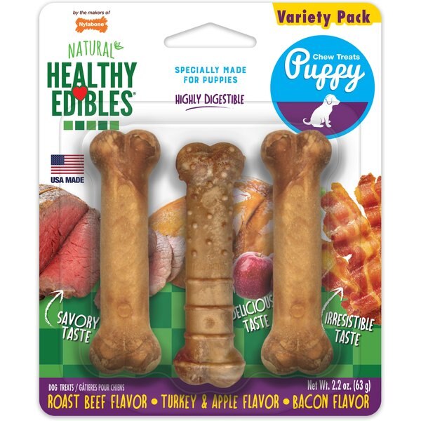 Nylabone Healthy Edibles Mini Souper Roast Beef, Chicken & Bacon Flavored Dog Treat Bones