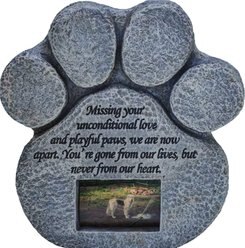 Pawprints Remembered Pet Memorial Stone with Picture Frame