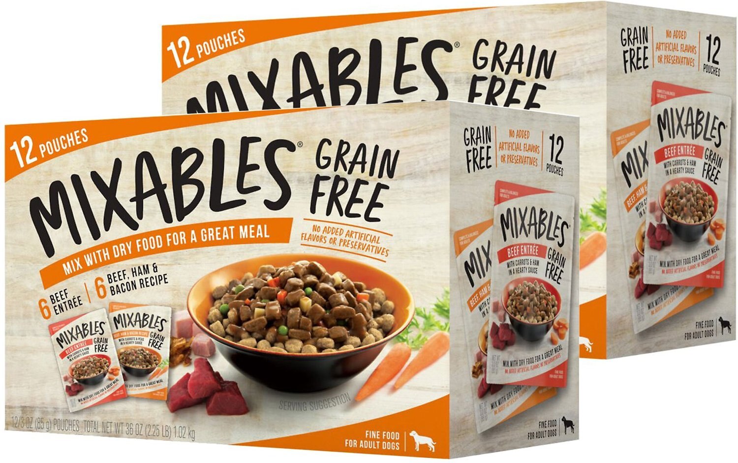 MIXABLES Beef Entree & Beef, Ham, Bacon Recipe GrainFree Variety Pack