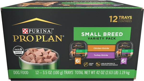 Purina Pro Plan Focus Small Breed Variety Pack Entree Grain-Free Wet Dog Food, 3.5-oz tray, case of 12 slide 1 of 11