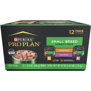 Purina Pro Plan Focus Small Breed Variety Pack Entree Grain-Free Wet Dog Food, 3.5-oz tray, case of 12