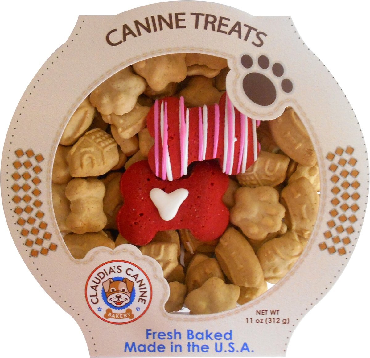 Claudia's Canine Bakery Valentine's Bones Baked Dog Treats, 11-oz tub slide 1 of 2