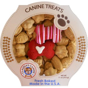 Claudia's Canine Bakery Valentine's Bones Baked Dog Treats, 11-oz tub