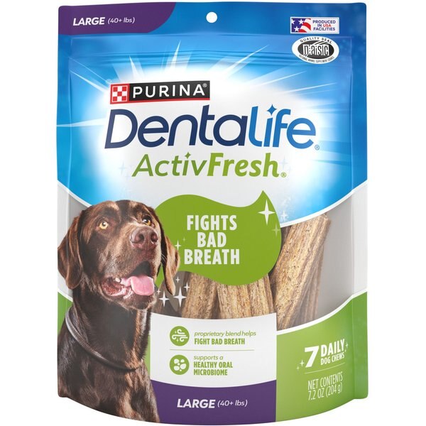 MILKBONE Original Brushing Chews Daily Dental Dog Treats, Large, 25