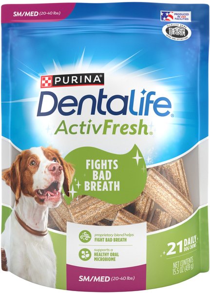 DENTALIFE ActivFresh Daily Oral Care Small/Medium Dental Dog Treats, 21  count 