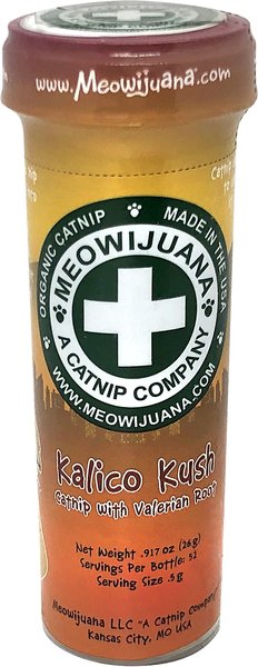 Meowijuana Kalico Kush Catnip & Valerian Root Blend Catnip, 0.917-oz bottle slide 1 of 8