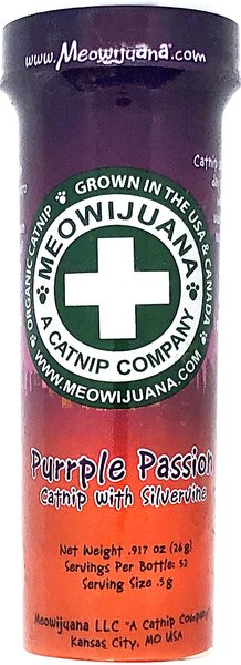 Meowijuana Purrple Passion Catnip & Silvervine Blend Catnip, 0.917-oz bottle slide 1 of 6