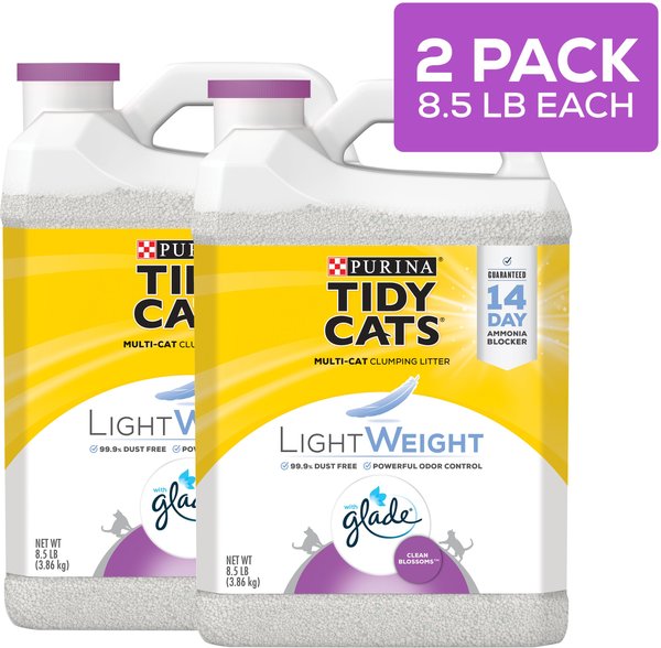 Tidy Cats Lightweight Glade Blossoms Scented Clumping Clay Cat Litter, 8.5-lb jug, case of 2 slide 1 of 12