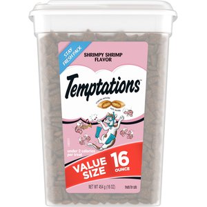 Temptations Classic Shrimpy Shrimp Flavor Soft & Crunchy Cat Treats, 16-oz tub
