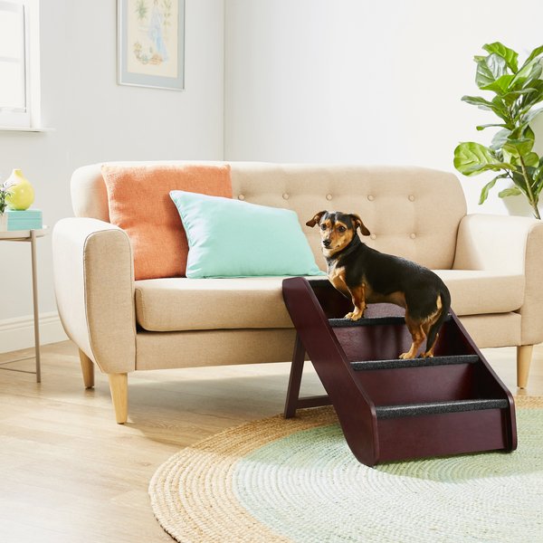 Frisco Deluxe Foldable Wooden Carpeted Cat & Dog Stairs, Brown, Large slide 1 of 8