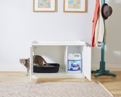 Frisco Decorative Bench Cat Litter Box Cover, White