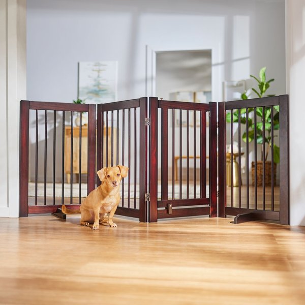 Frisco Deluxe Configurable 4-Panel Wood Dog  Gate, 30-in, Mahogany slide 1 of 7