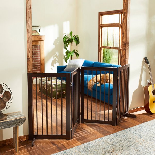 Frisco Deluxe Configurable 4-Panel Wood Dog  Gate, 36-in, Mahogany slide 1 of 7