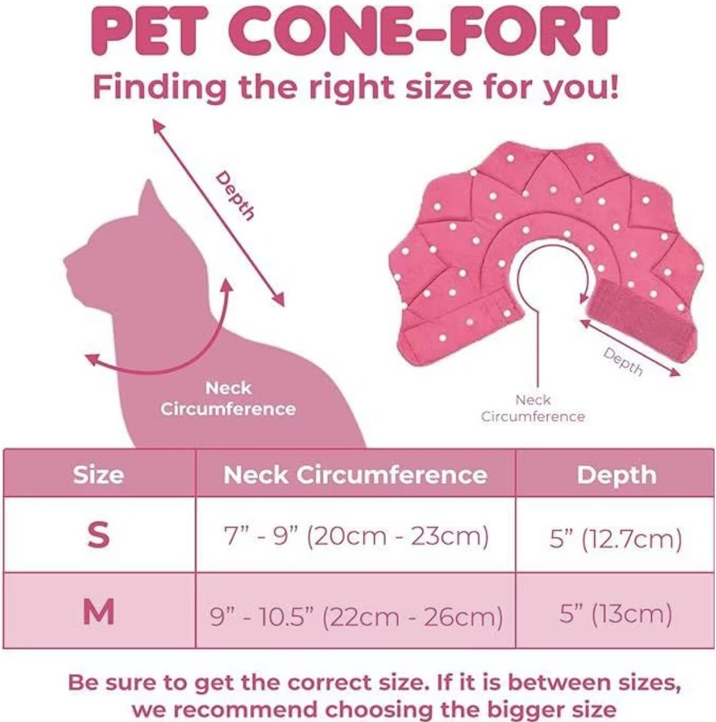 SUNGROW PostSurgery Soft Cone Dog & Cat Recovery Collar, Pink, Medium