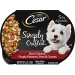 Cesar Simply Crafted Variety Pack Chicken, Carrots & Green Beans & Beef, Chicken, Purple Potatoes, Peas & Carrots Wet Dog Food Topper, 1.3-oz can, 16 count
