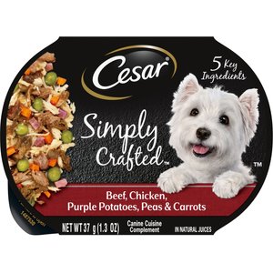 Cesar Simply Crafted Beef, Chicken, Purple Potatoes, Peas & Carrots Wet Dog Food Topper, 1.3-oz, case of 10
