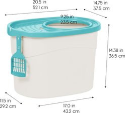 IRIS USA Large Round Top Entry Cat Litter Box & Scoop, White/Green slide 2 of 7