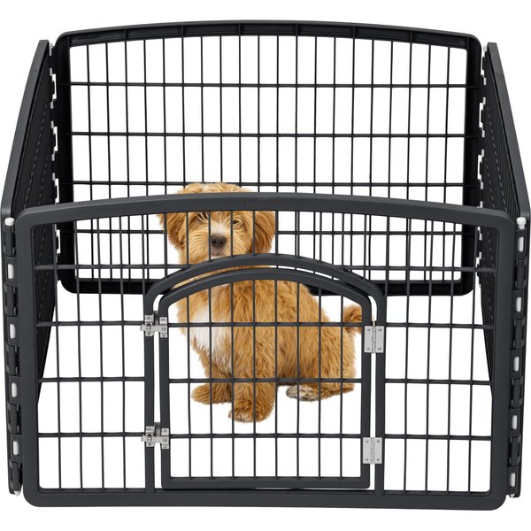IRIS USA 46 Panel Dog Exercise Playpen with Door, 24in, Black, 6