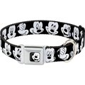 Buckle-Down Mickey Mouse Expressions Polyester Seatbelt Buckle Dog Collar, Small: 9 to 15-in neck, 1-in wide