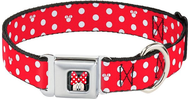 Buckle-Down Minnie Mouse Polka Dot Polyester Seatbelt Buckle Dog Collar, Wide Medium: 16 to 23-in neck, 1.5-in wide slide 1 of 8