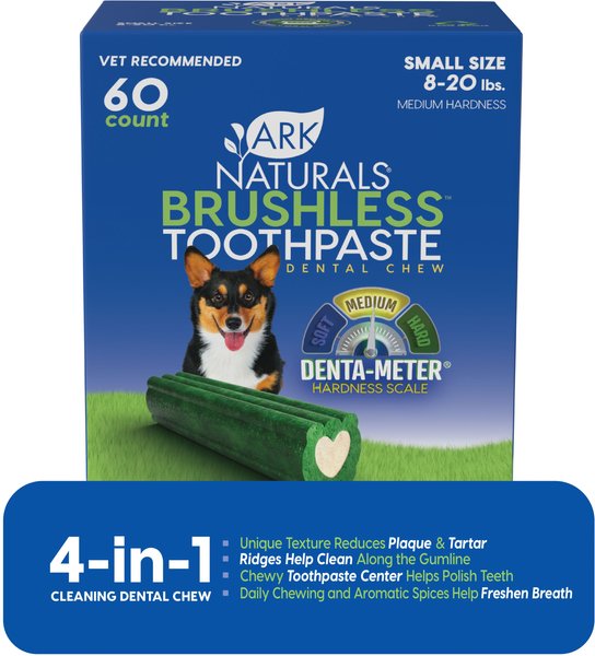 Ark Naturals Brushless Toothpaste Small Gluten-Free Dental Dog Treats, 35-oz box, 60 count slide 1 of 10