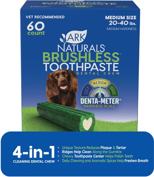 Ark Naturals Brushless Toothpaste Medium Dental Dog Treats, 54-oz box, 60 count slide 1 of 10