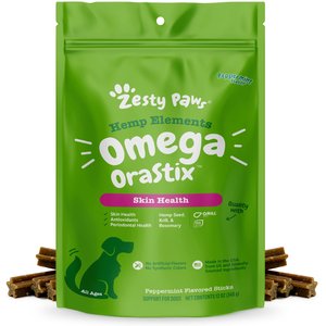 

Zesty Paws Hemp Elements Omega OraStix Peppermint Flavored Dog Dental Chews, 12-oz bag