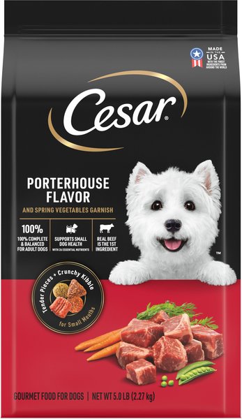 Cesar Porterhouse Flavor & Spring Vegetables Garnish Small Breed Dry Dog Food, 5-lb bag slide 1 of 9