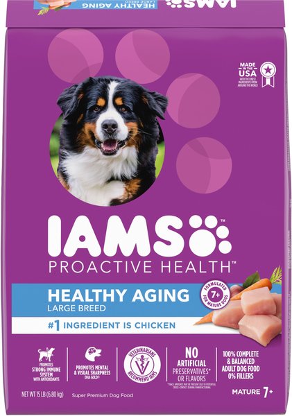 Iams Healthy Aging Mature & Senior Large Breed with Real Chicken Dry Dog Food, 15-lb bag slide 1 of 10