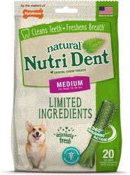 Nylabone Nutri Dent Natural Dental Fresh Breath Flavored Chew Treat, Medium, 20 count
