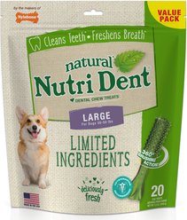 Nylabone Nutri Dent Limited Ingredients Large Fresh Breath Natural Dental Dog Treats, 20 count