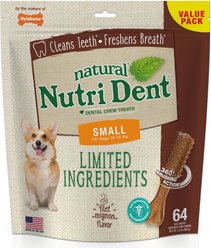 Nylabone Nutri Dent Filet Mignon Flavored Dog Dental Chews. Regular Small, 64 count