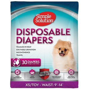 Simple Solution Disposable Female Dog Diapers, X-Small: 9 to 14-in waist, 30 count