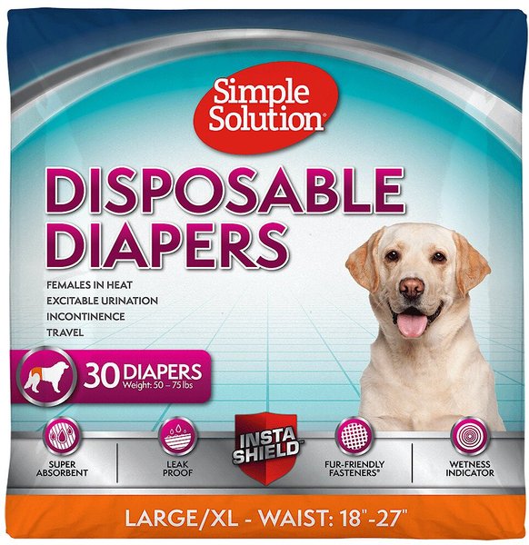Simple Solution Disposable Female Dog Diapers, Large/X-Large: 18 to 27-in waist, 30 count slide 1 of 9