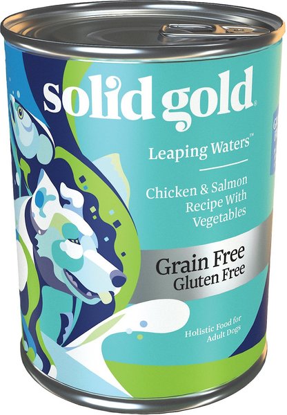 Solid Gold Leaping Waters Chicken & Salmon Recipe with Vegetable Recipe Grain-Free Small & Medium Breed Canned Dog Food, 13.2-oz, case of 6 slide 1 of 7