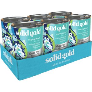 Solid Gold Leaping Waters Chicken & Salmon Recipe with Vegetable Recipe Grain-Free Small & Medium Breed Canned Dog Food, 13.2-oz, case of 6
