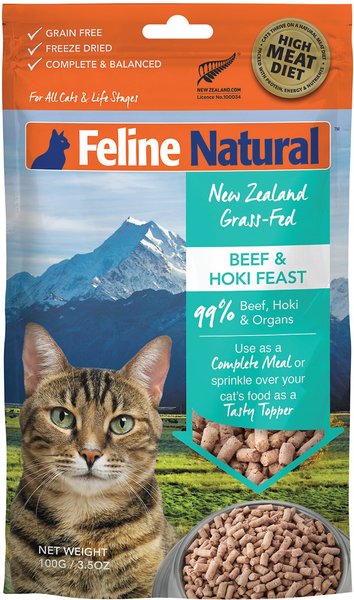 Feline Natural Beef & Hoki Feast Grain-Free Freeze-Dried Cat Food, 3.5-oz bag slide 1 of 10