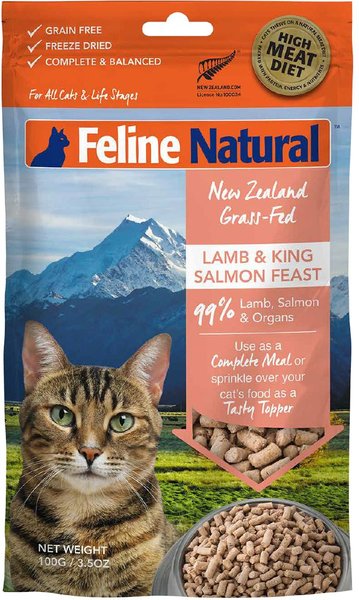 Feline Natural Lamb & King Salmon Feast Grain-Free Freeze-Dried Cat Food, 3.5-oz bag slide 1 of 10