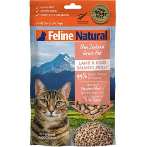 Feline Natural Lamb & King Salmon Feast Grain-Free Freeze-Dried Cat Food, 3.5-oz bag