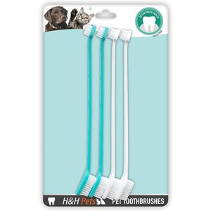 H&H Pets Dual Headed Dog & Cat Toothbrush, 4 count