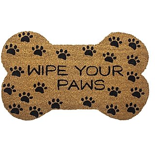 Entryways "Wipe Your Paws" Bone Shape Doormat, 18x30 slide 1 of 3