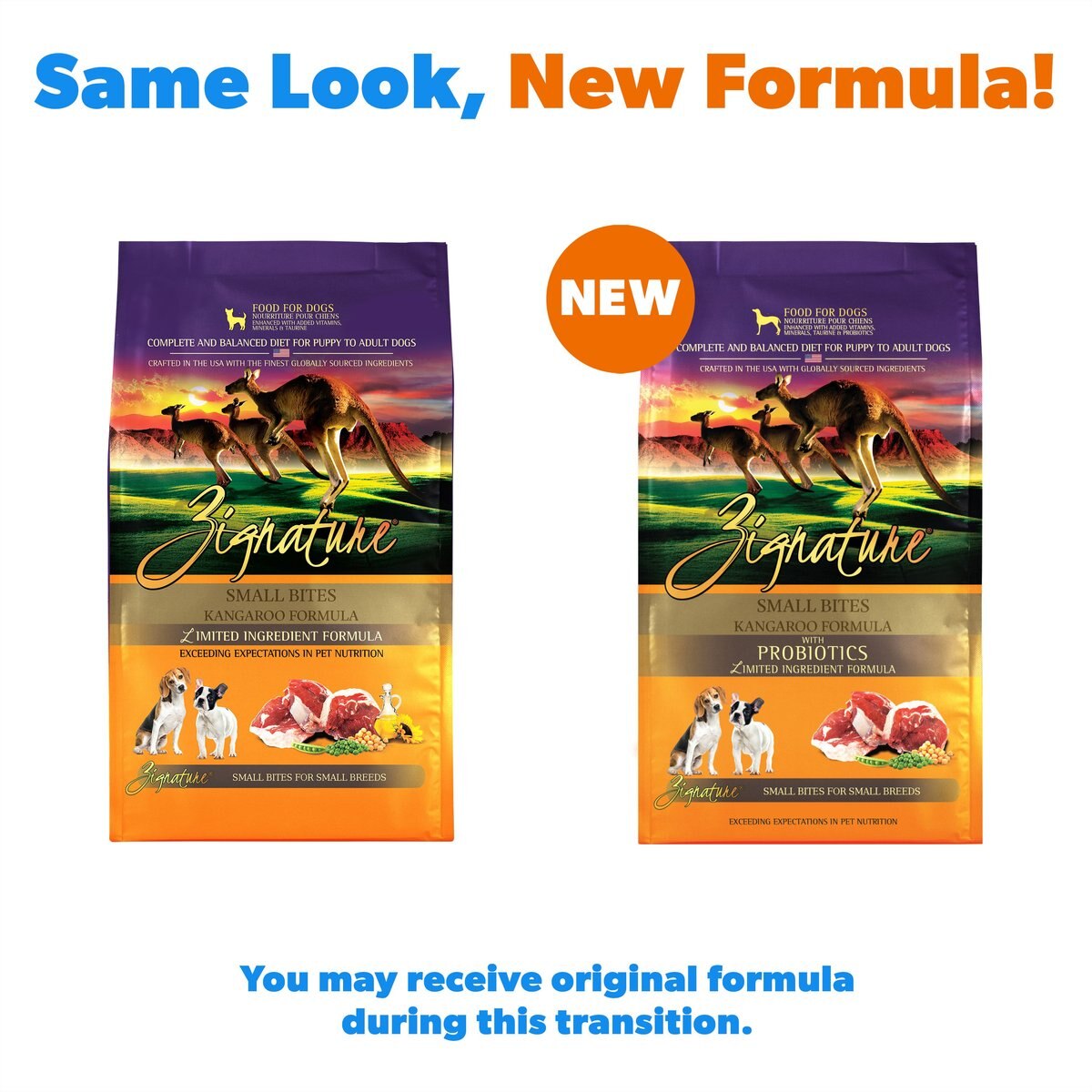 ZIGNATURE Kangaroo Formula Small Bites Dry Dog Food, 4lb bag