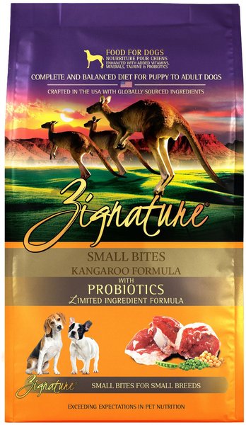 Zignature Small Bites Kangaroo Formula With Probiotics Dry Dog Food, 12.5-lb bag slide 1 of 9
