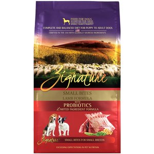 Zignature Lamb Formula Small Bites Limited Ingredient Formula With Probiotic Dry Dog Food, 4-lb bag